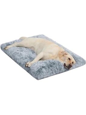 Large Dog Bed Crate PadMat for Medium Dogs&Cats,Fulffy Faux Fur Kennel Pad Comfy